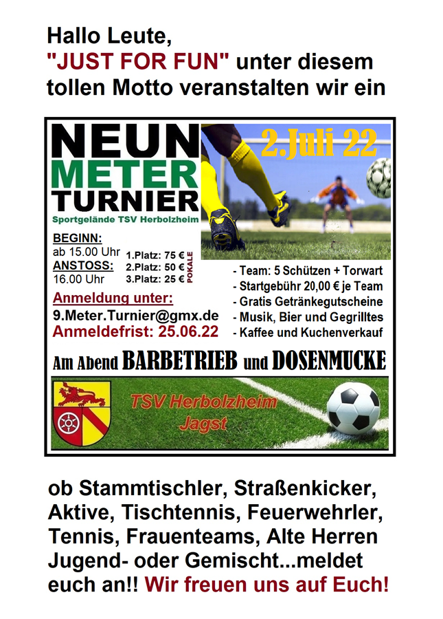 Einladung 9 Meter Turnier, TSV Herbolzheim 2022 - Anzeige